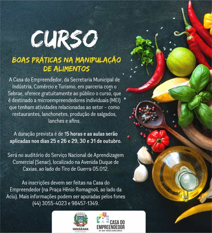 Foto da matéria Curso ensina boas práticas na manipulação de alimentos
