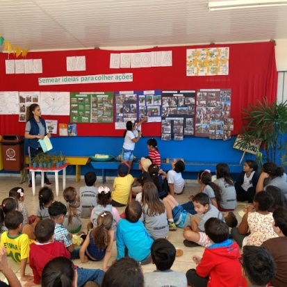 Foto da matéria Alunos da Escola Municipal Papa Pio XII aprendem sobre conservação de solo