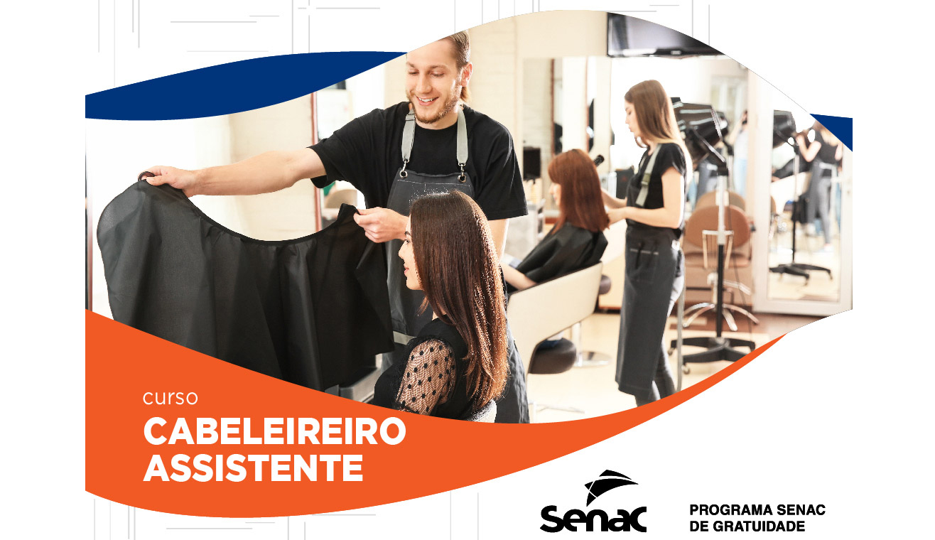 Representação gráfica e imagem com cabeleireiros (sendo um homem e uma mulher) cortando cabelos de clientes