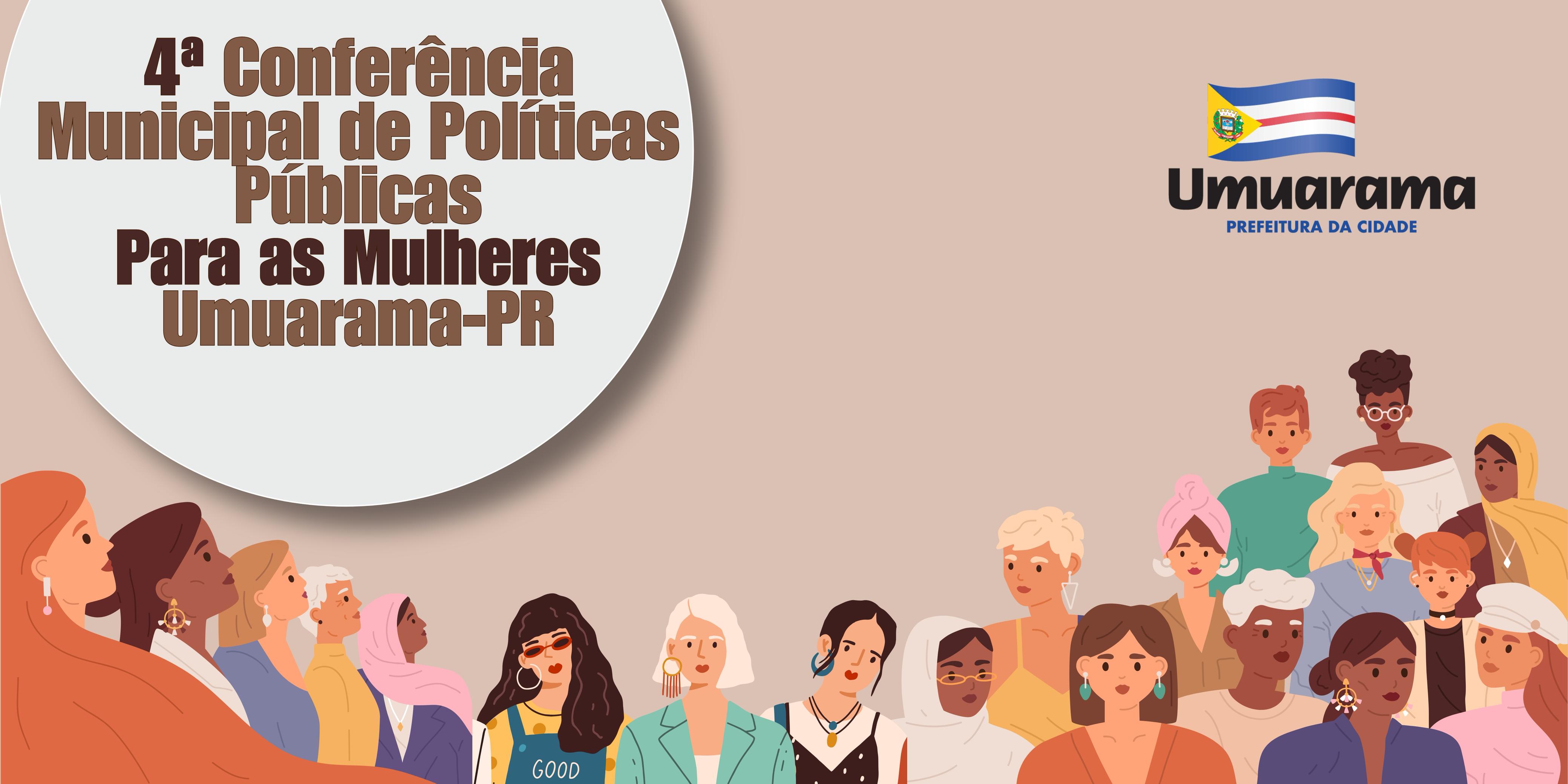 ilustração com título da conferência e desenhos de mulheres