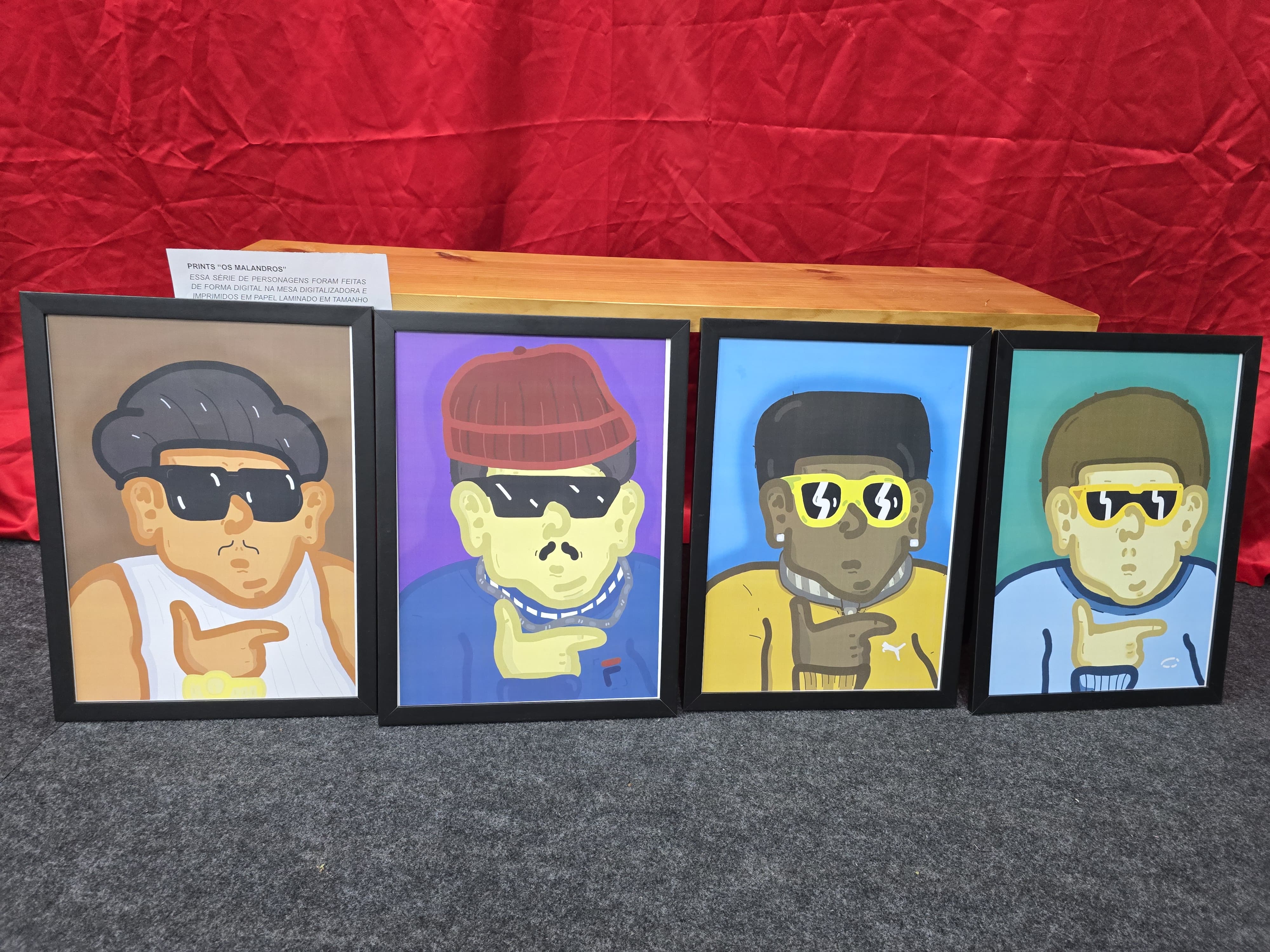 quadros que serão apresentados na exposição de criatividade hip hop