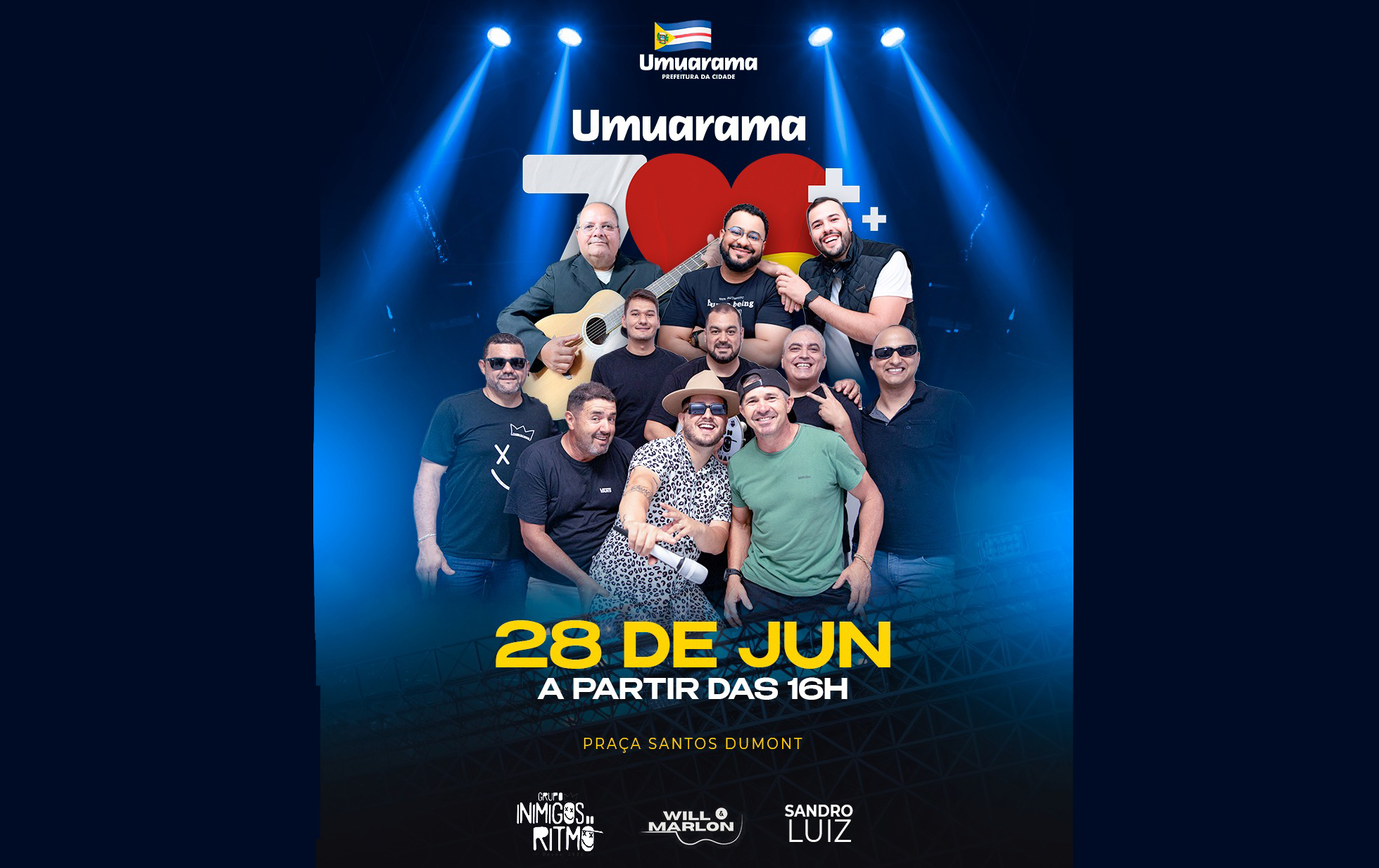 cartaz promocional do evento, com fotos dos artistas que vão se apresentar