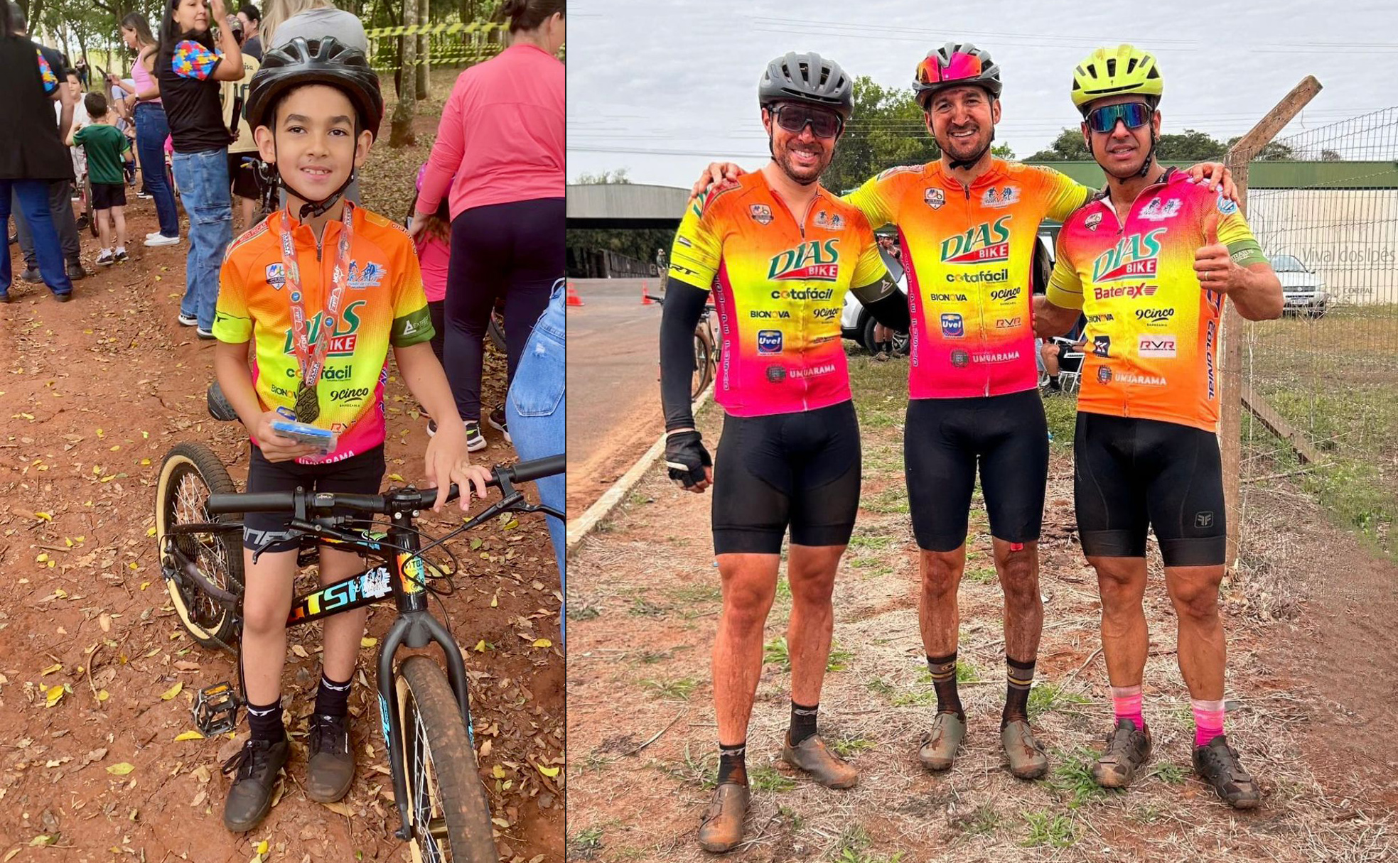 atletas que representaram umuarama na competição, um garoto e três adultos