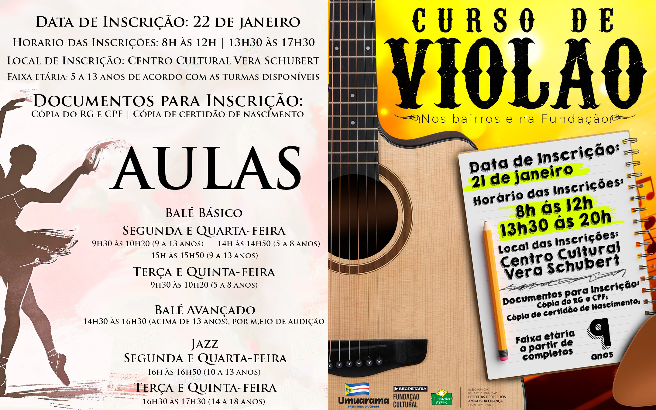 panfletos dos cursos