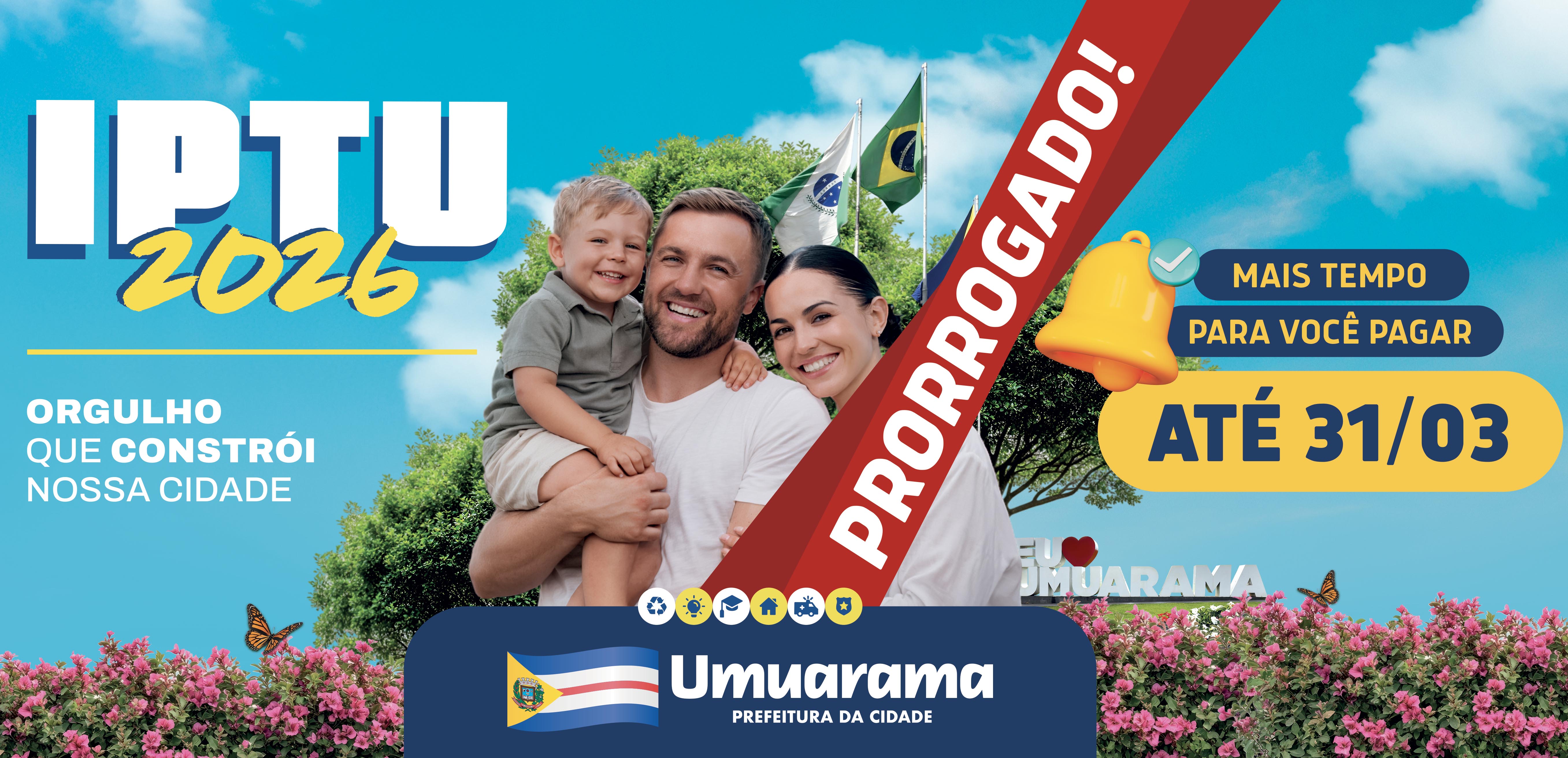 cartaz com informações sobre a prorrogação do pagamento do iptu