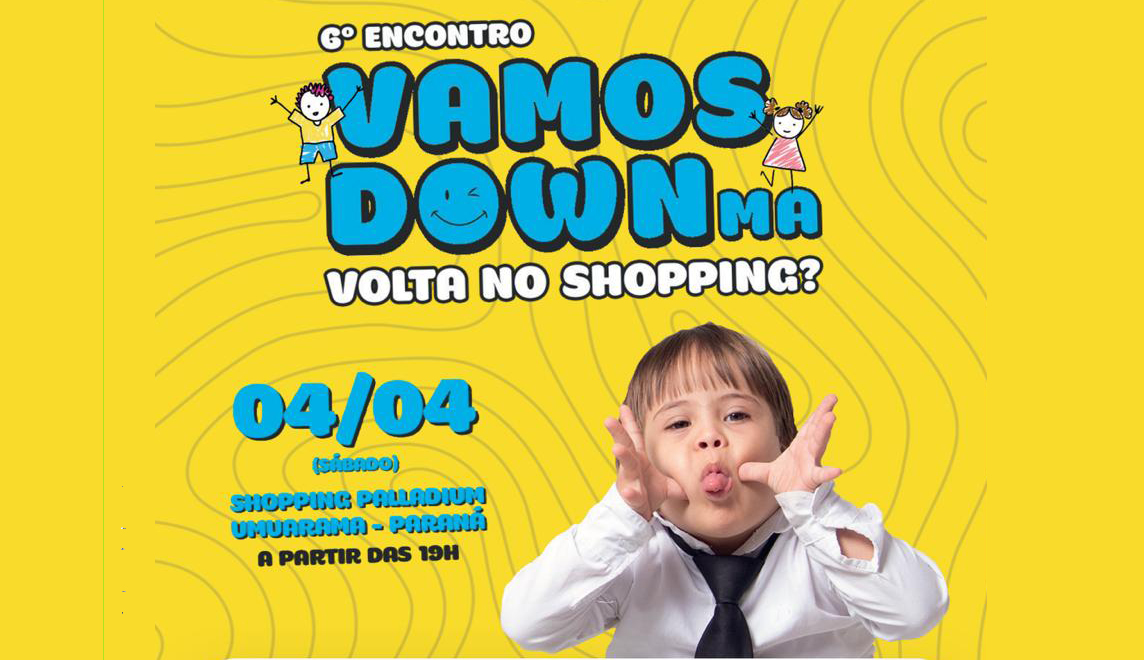 ilustração com dados do evento e um garoto mostrando a língua