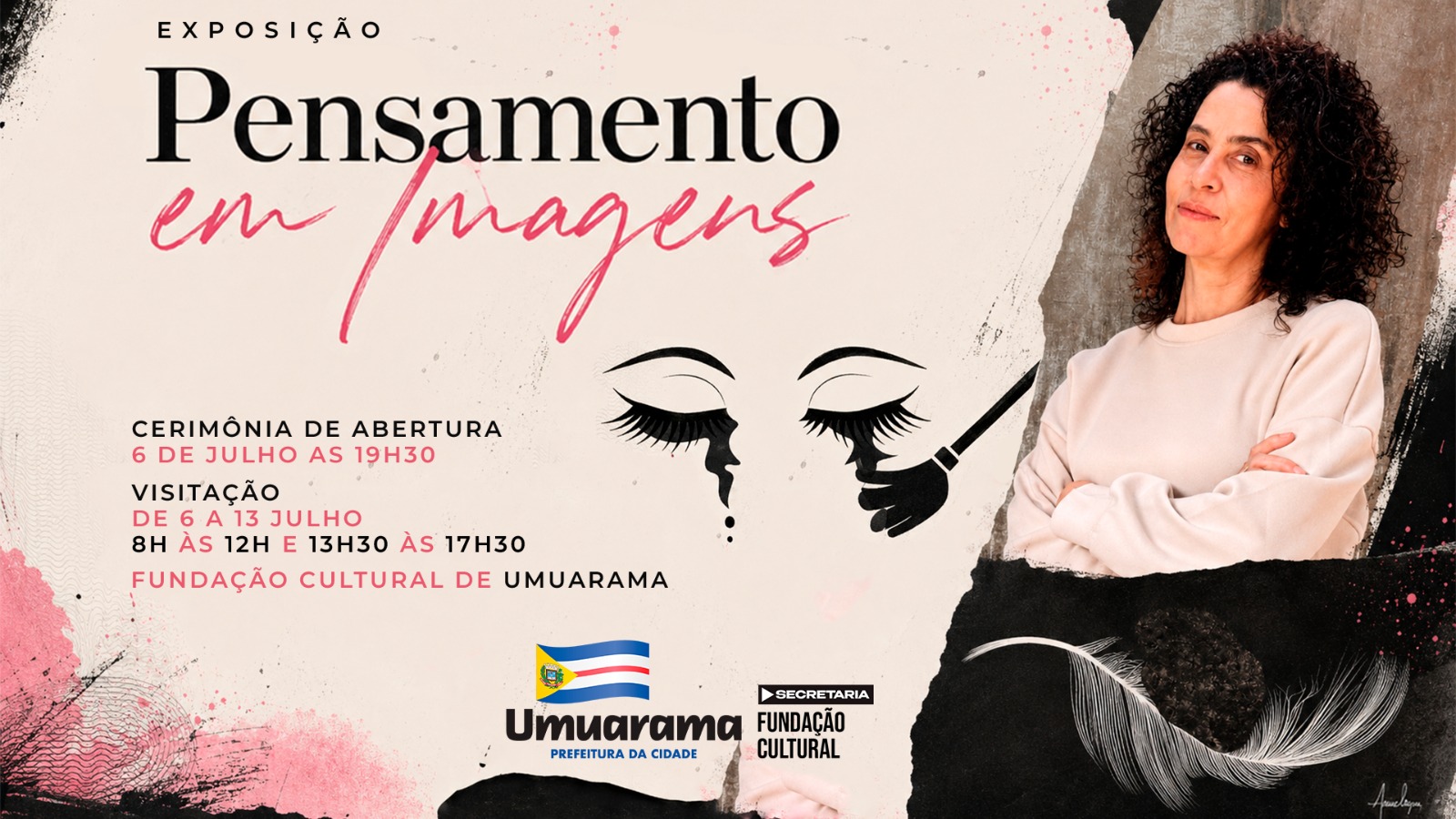 ilustração da exposição com imagem da artista plástica