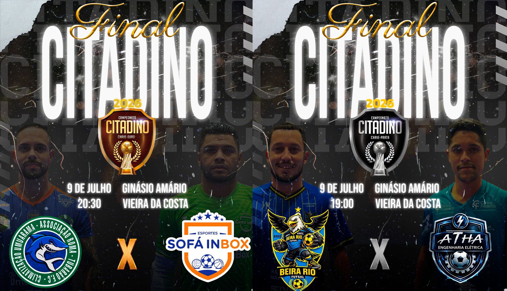 Ilustração com nomes das equipes classificadas para as finais