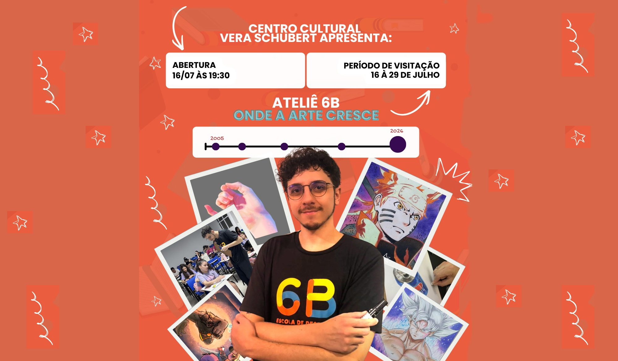 ilustração do evento com foto do professor de desenho