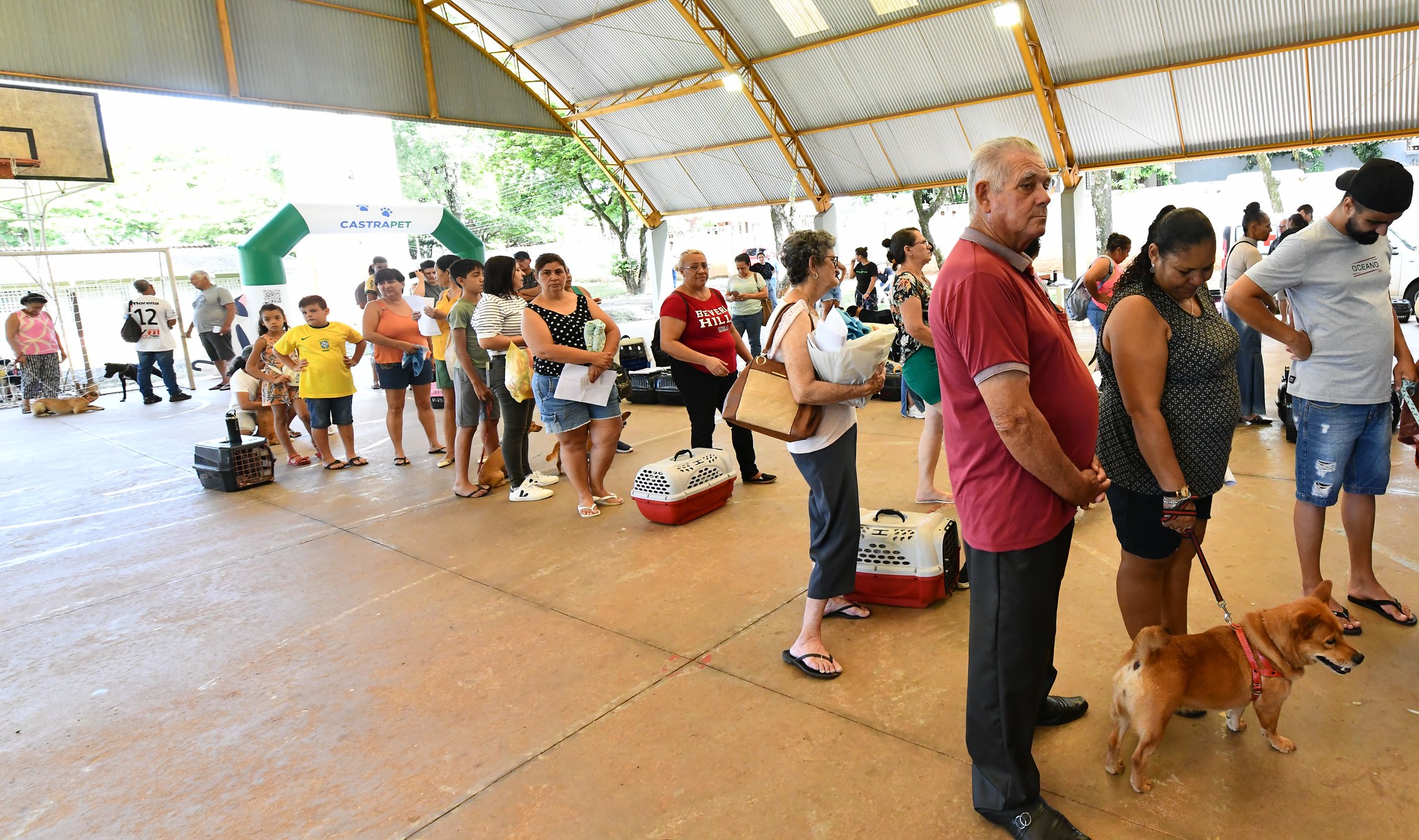 pessoas aguardam atendimento para seus animais em fila de espera