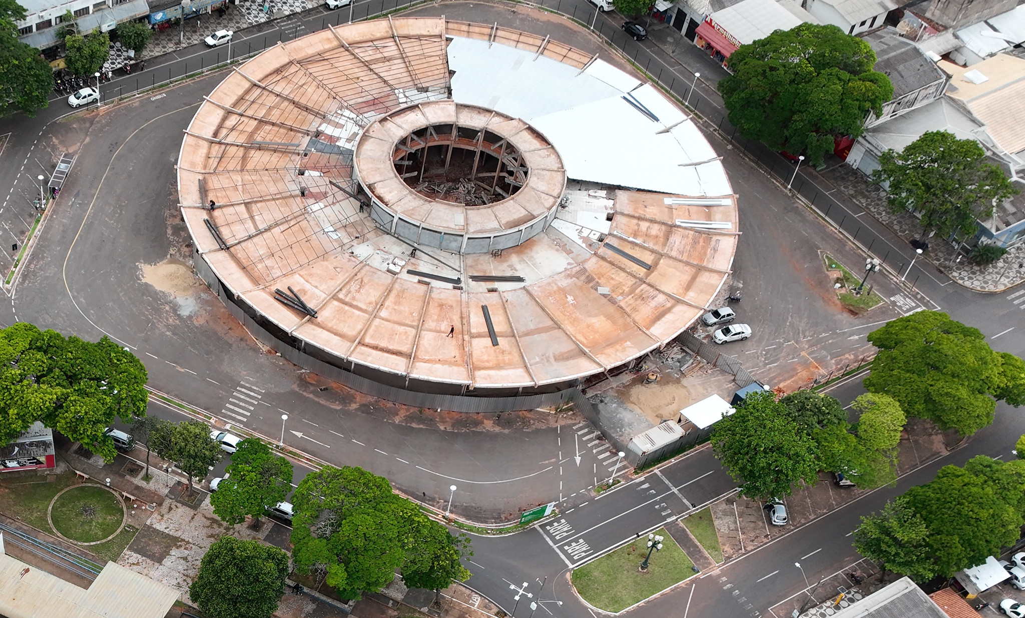 imagem aérea da obra na rodoviária