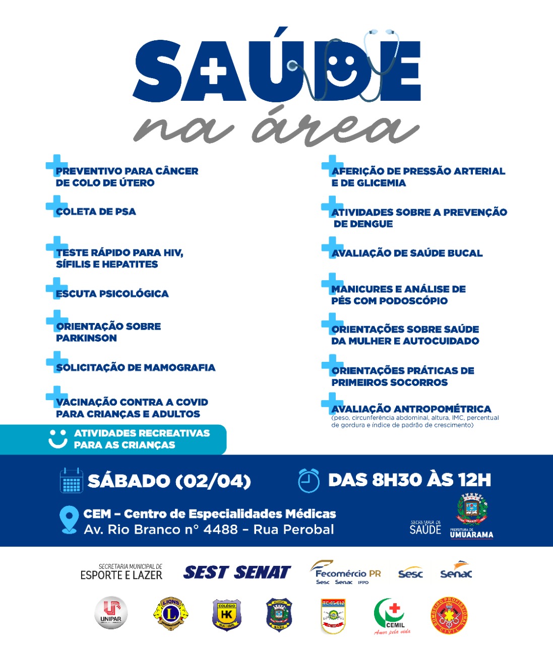 Foto da matéria Com dezenas de serviços especiais, programa Saúde na Área será neste sábado